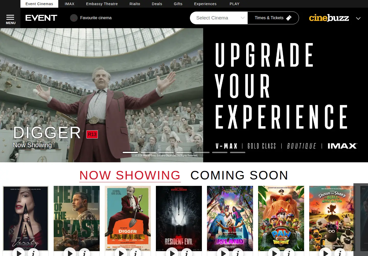 Screenshot of eventcinemas.co.nz