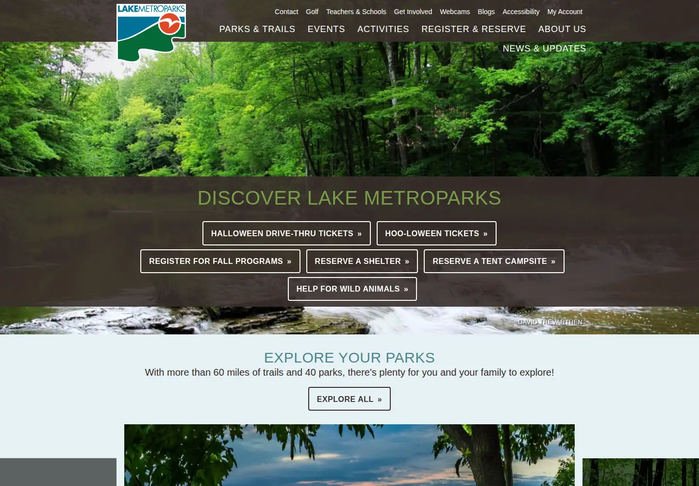 Screenshot of lakemetroparks.com
