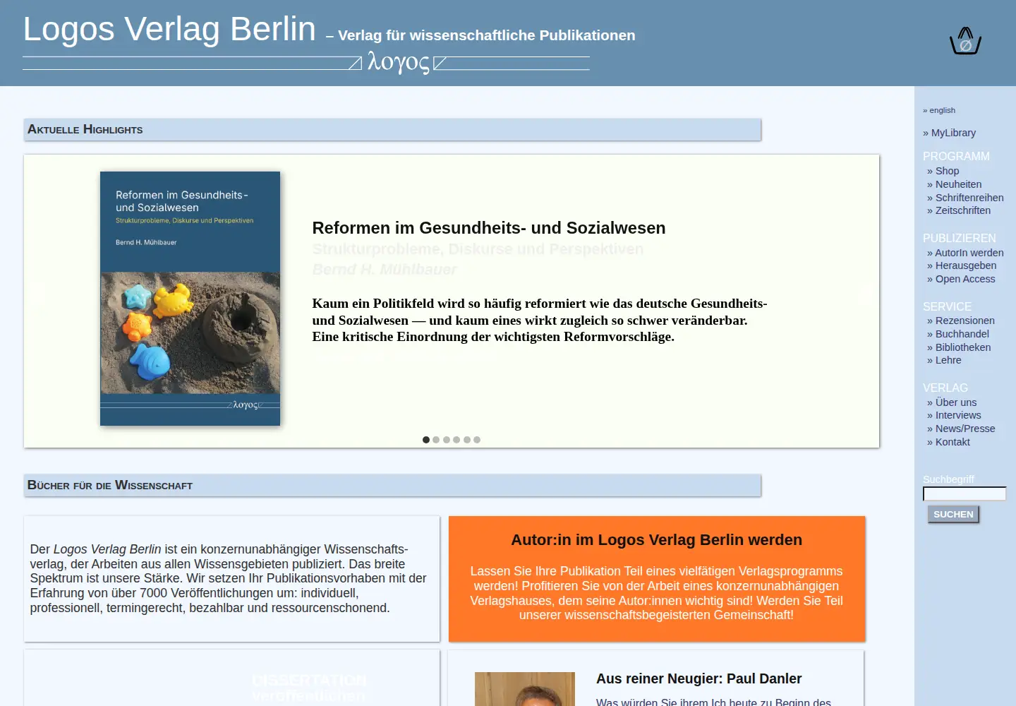 Screenshot of logos-verlag.de