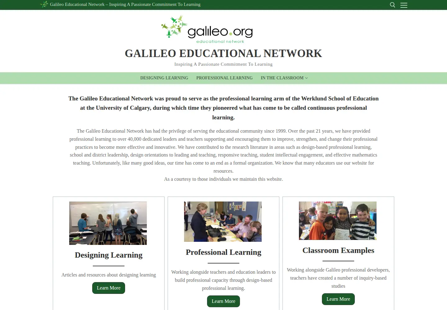 Screenshot of galileo.org