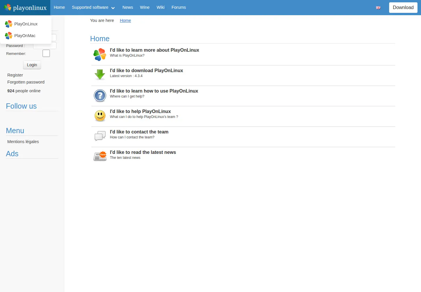 Screenshot of playonlinux.com