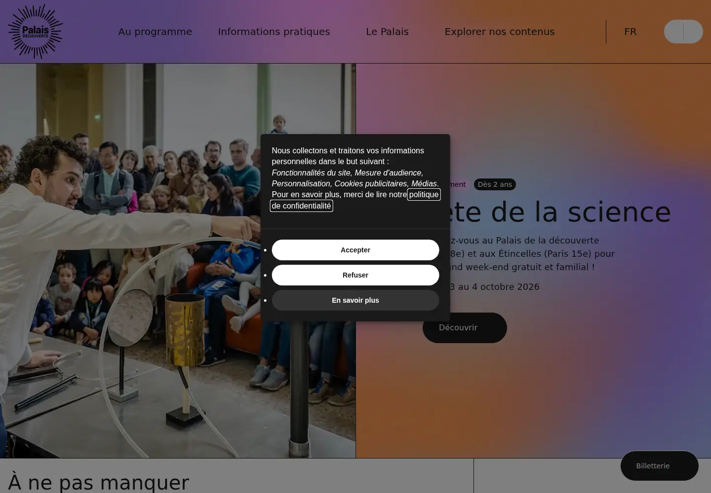 Screenshot of palais-decouverte.fr