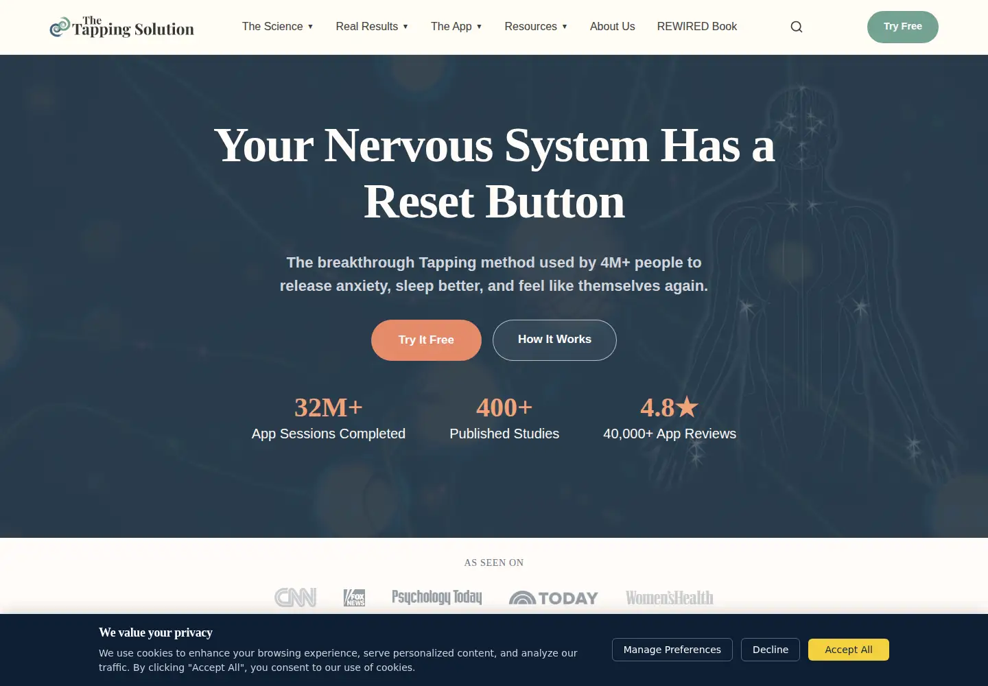 Screenshot of thetappingsolution.com