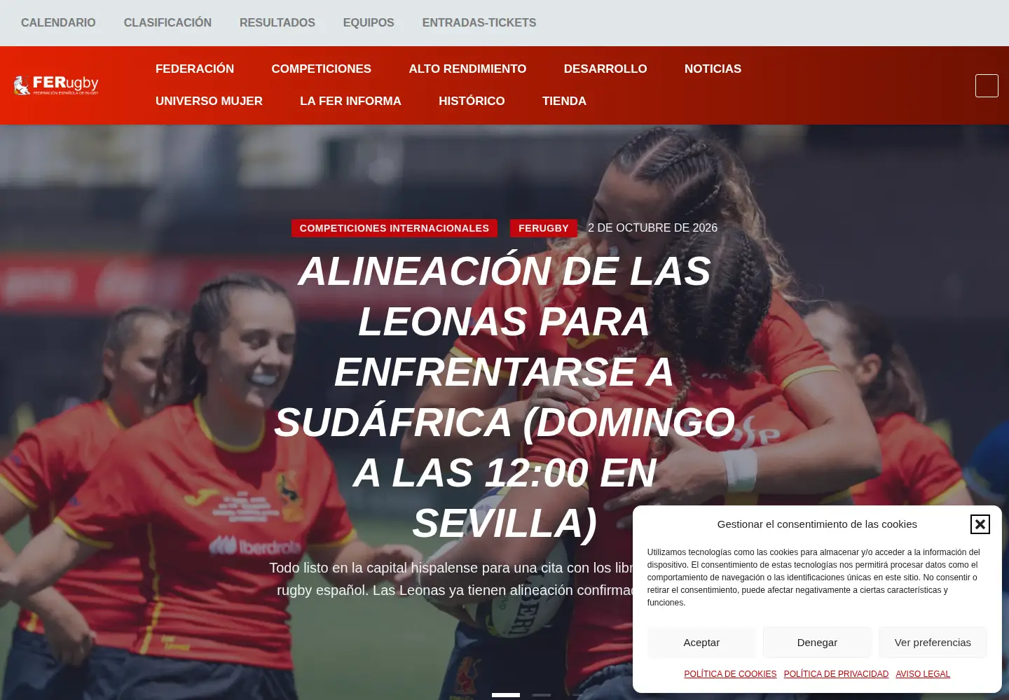 Screenshot of ferugby.es