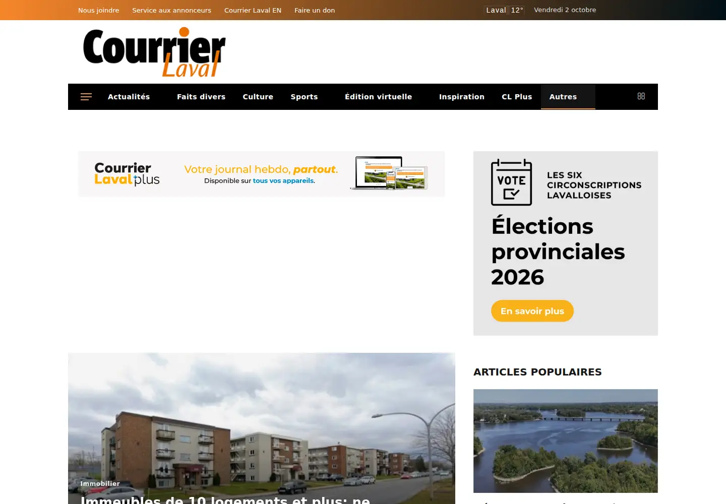 Screenshot of courrierlaval.com