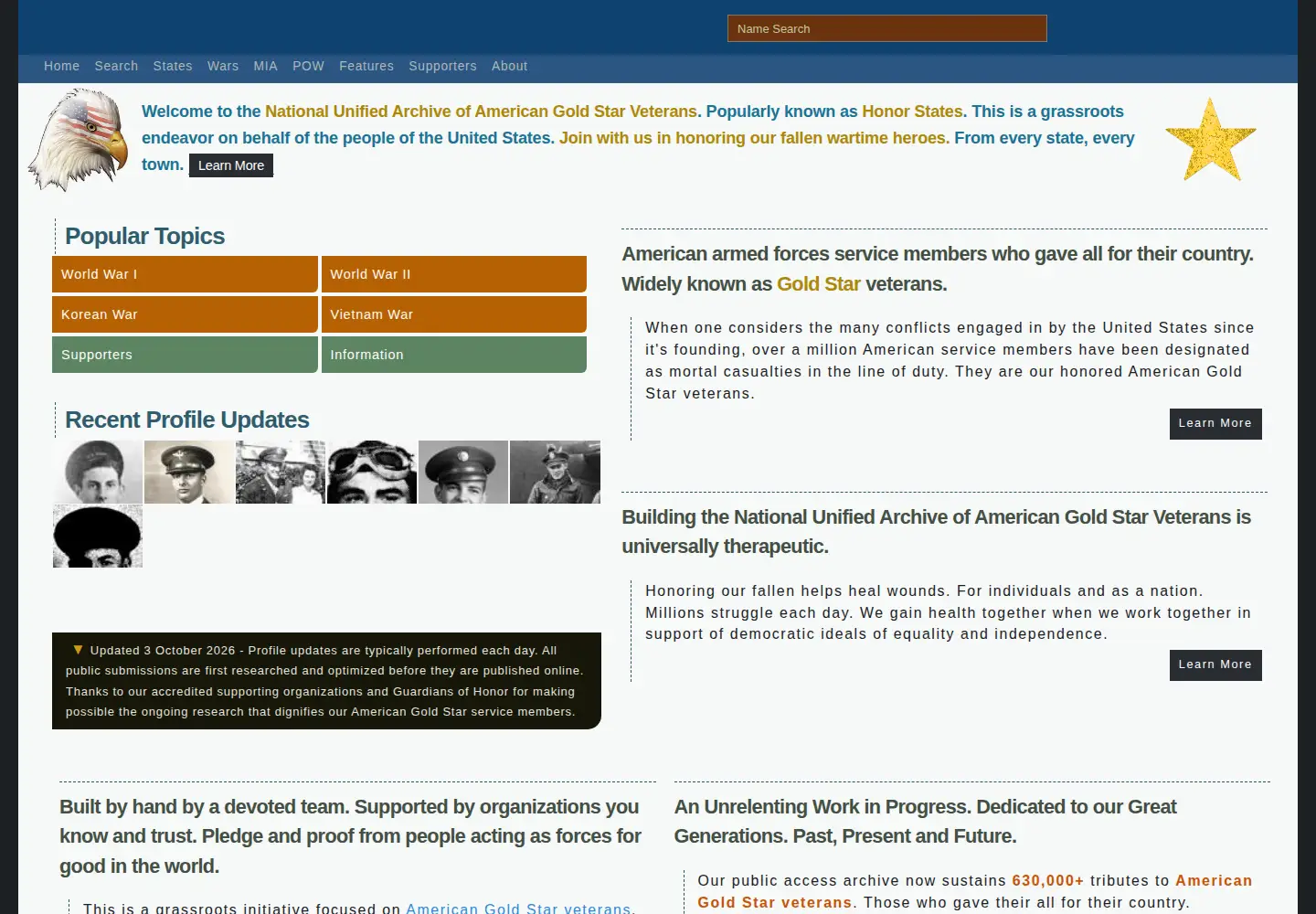 Screenshot of honorstates.org
