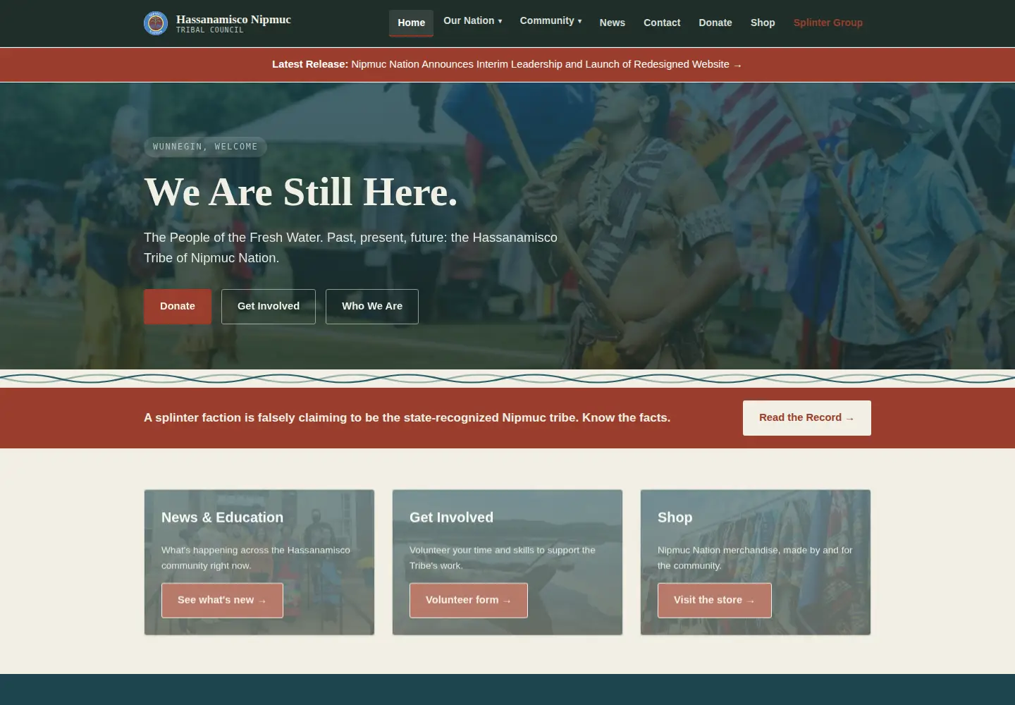 Screenshot of nipmucnation.org