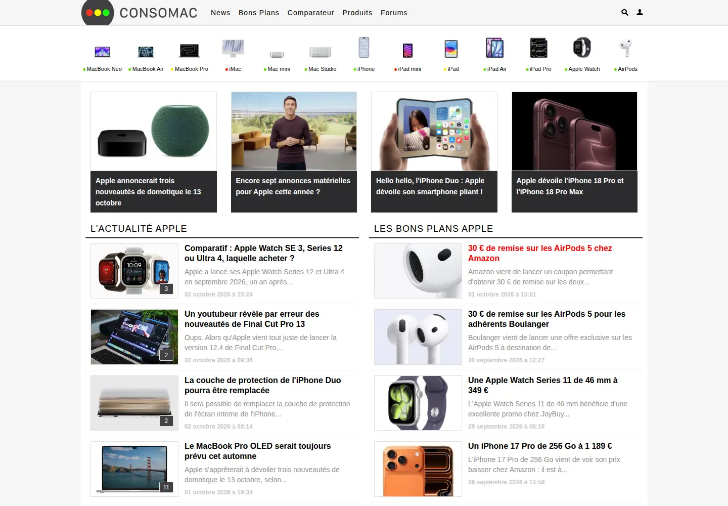 Screenshot of consomac.fr