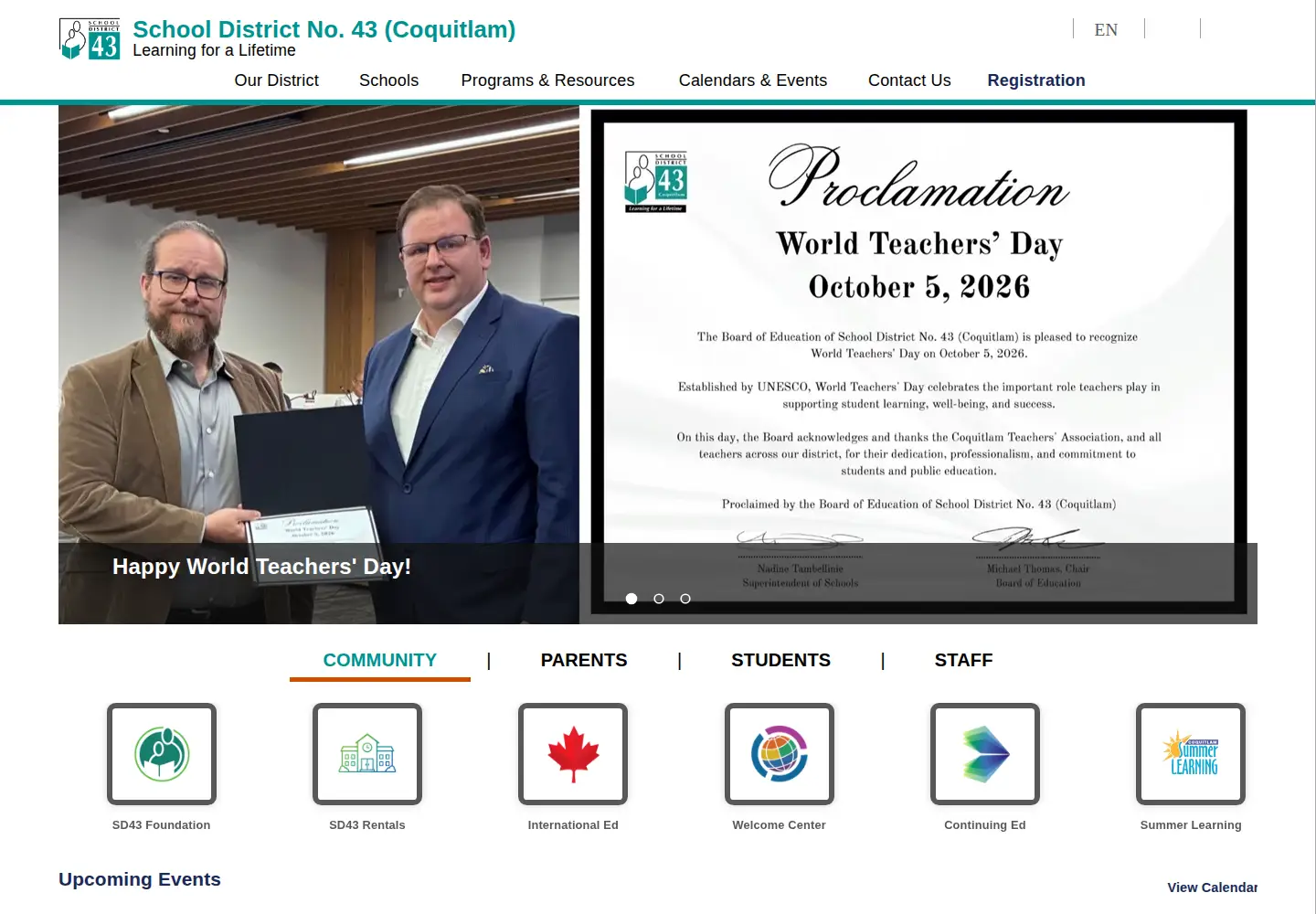 Screenshot of sd43.bc.ca