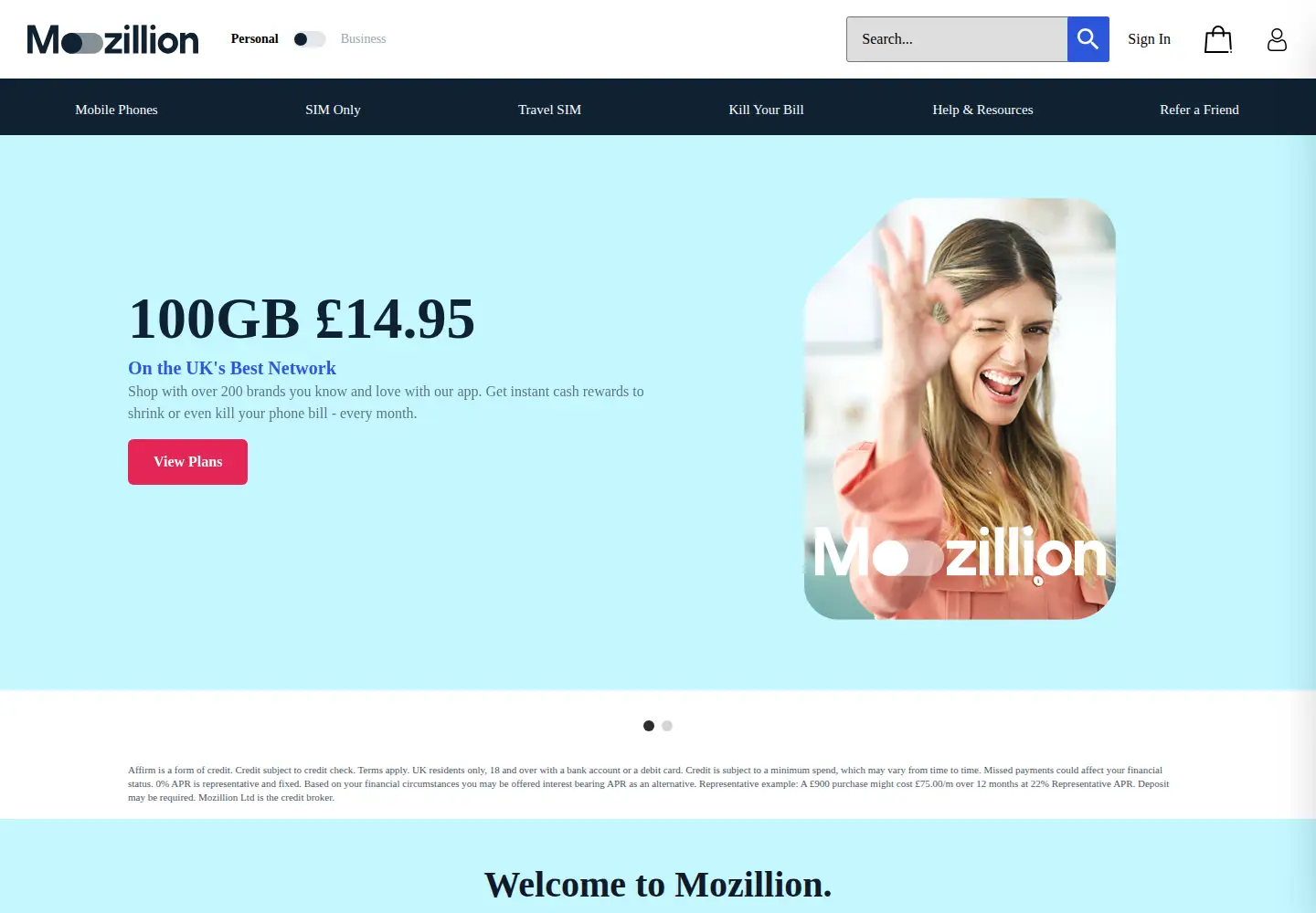 Screenshot of mozillion.com