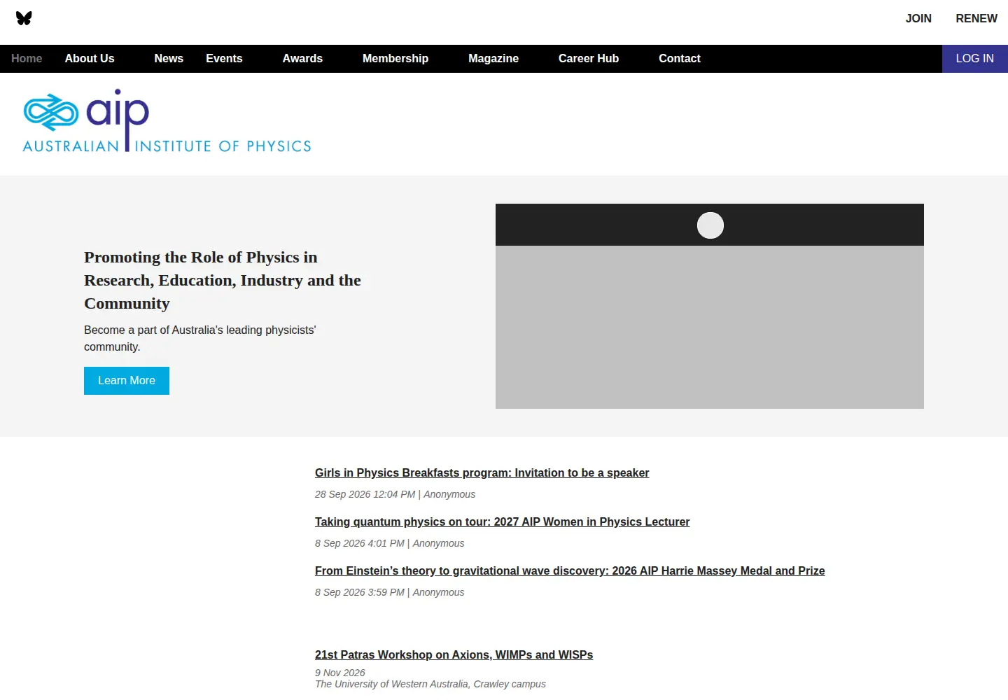 Screenshot of aip.org.au