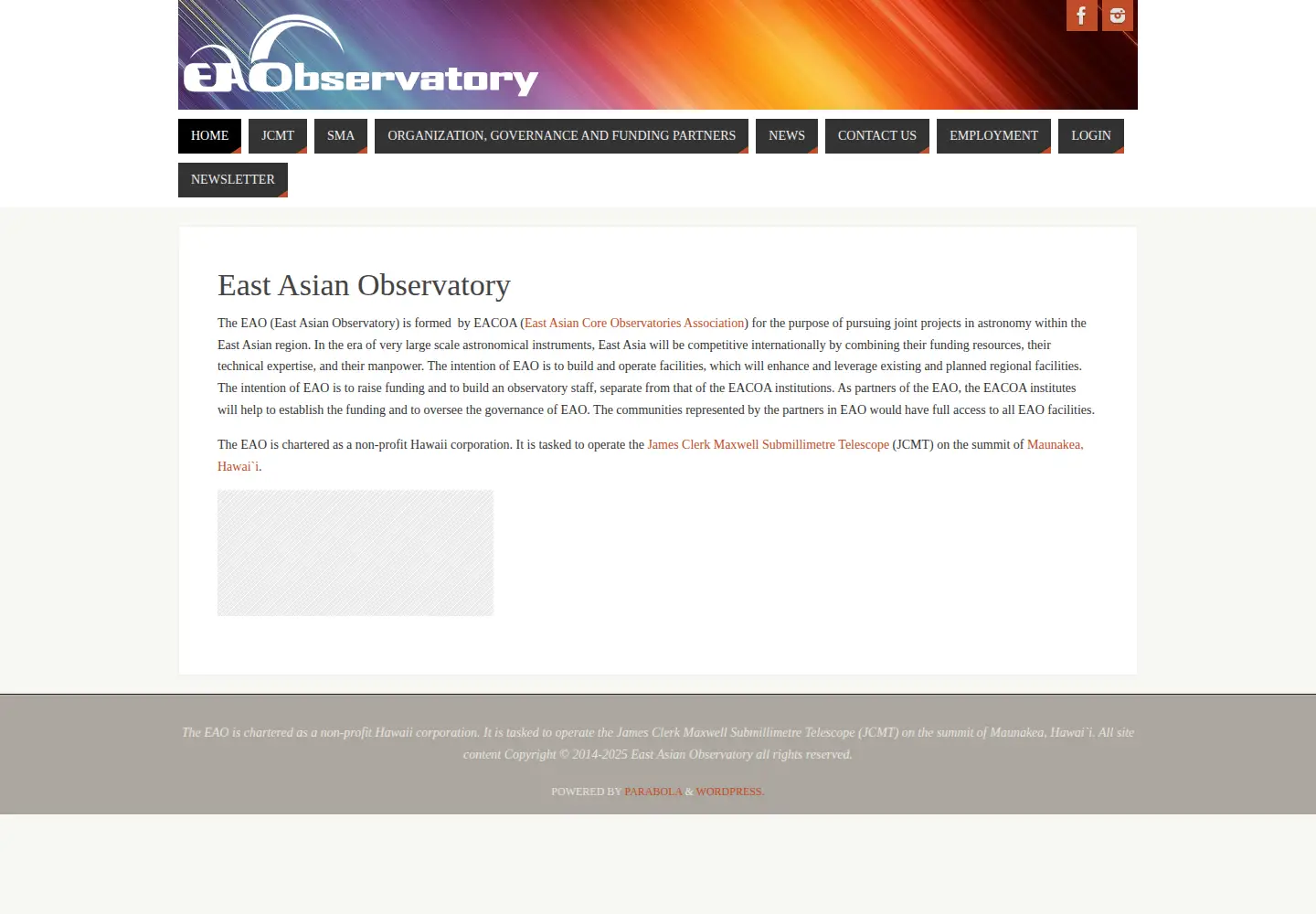 Screenshot of eaobservatory.org