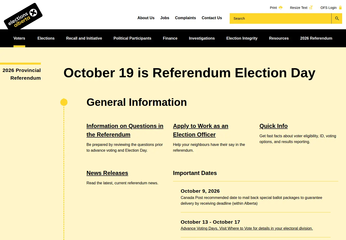 Screenshot of elections.ab.ca