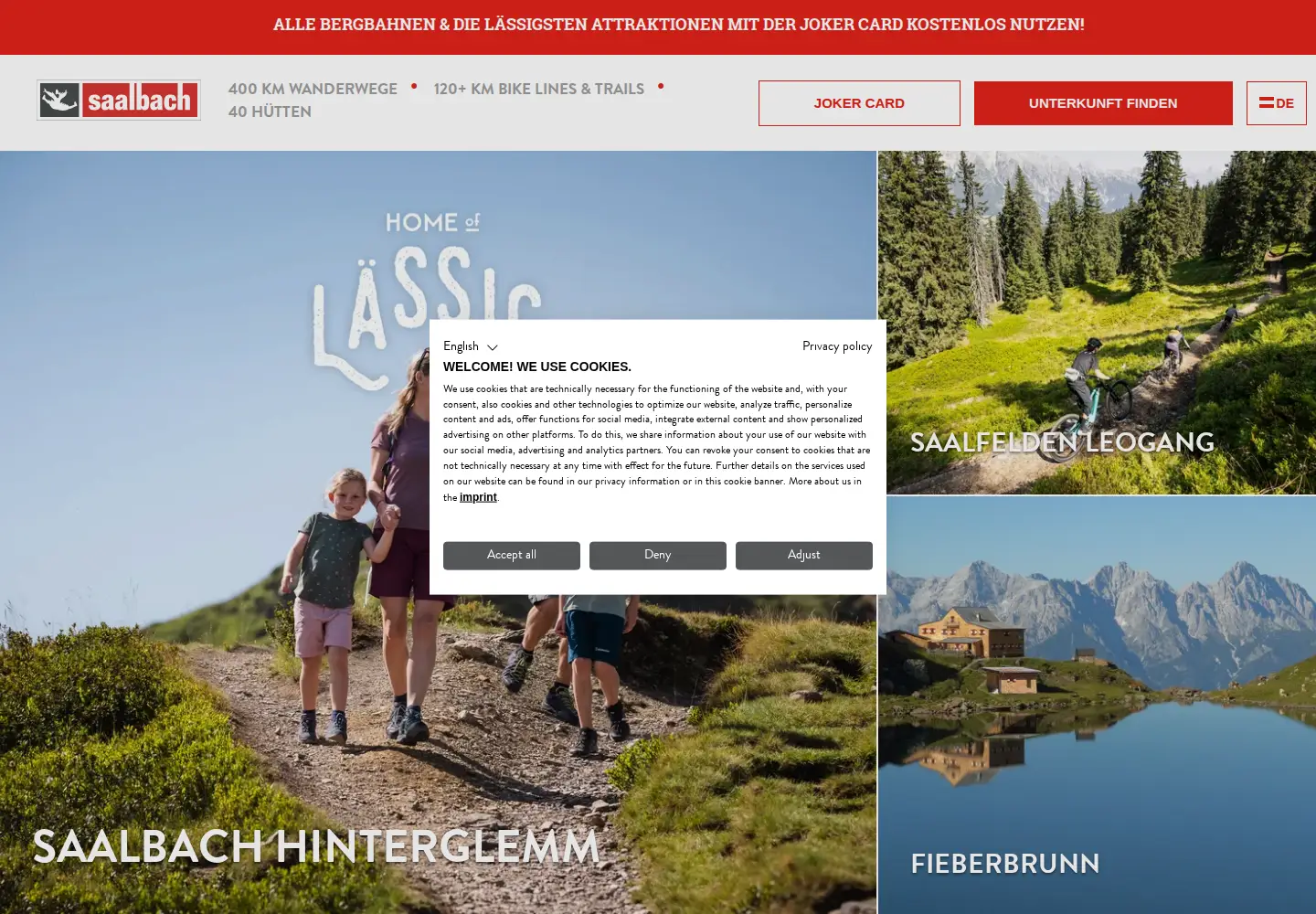 Captured homepage of saalbach.com in the current scan