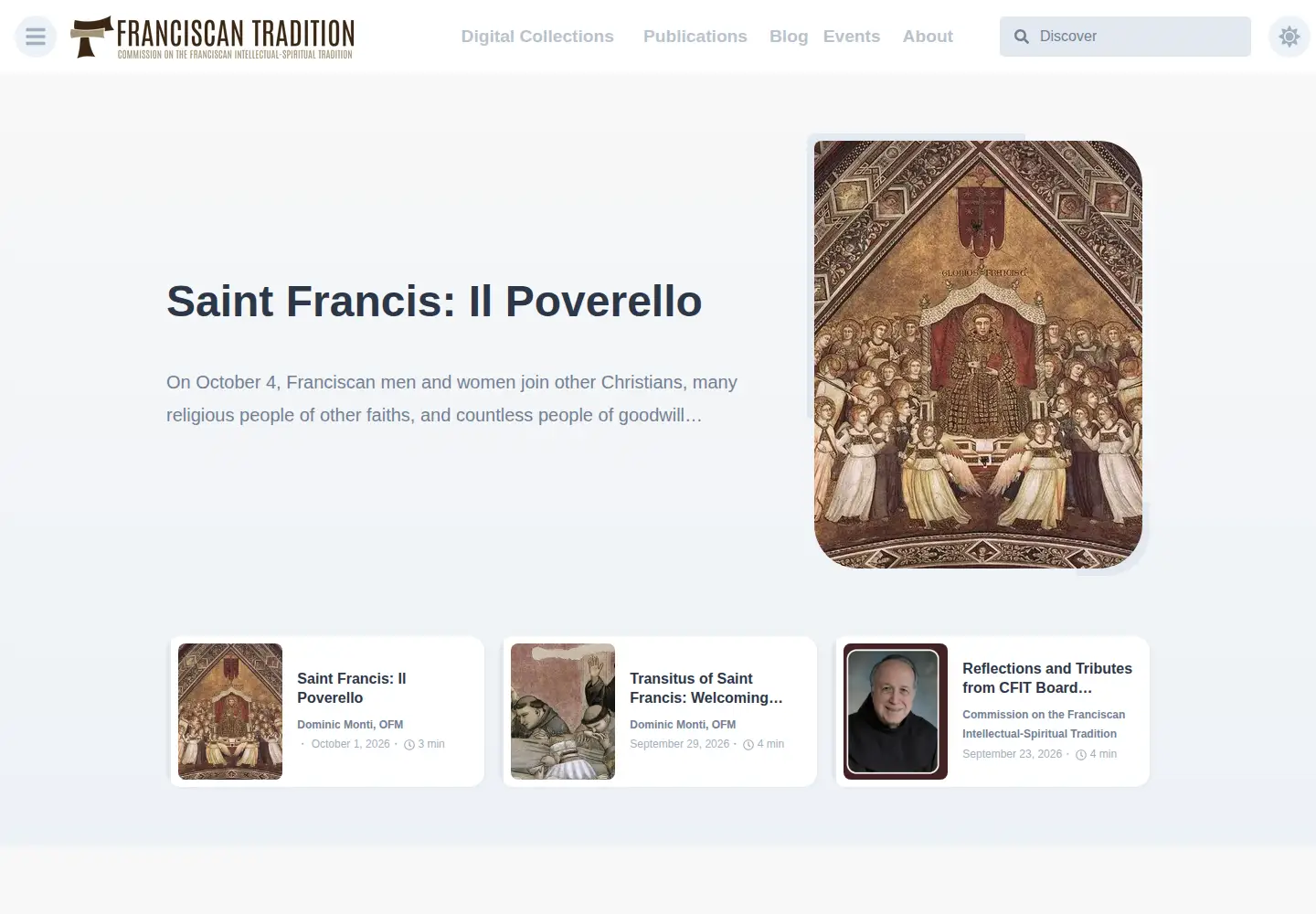 Screenshot of franciscantradition.org