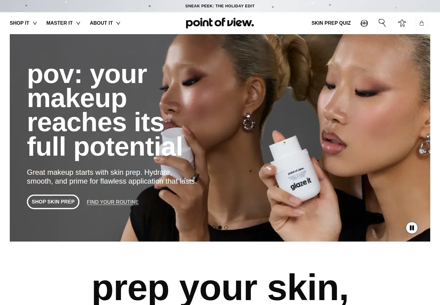 Captured homepage of povbeauty.com in the current scan