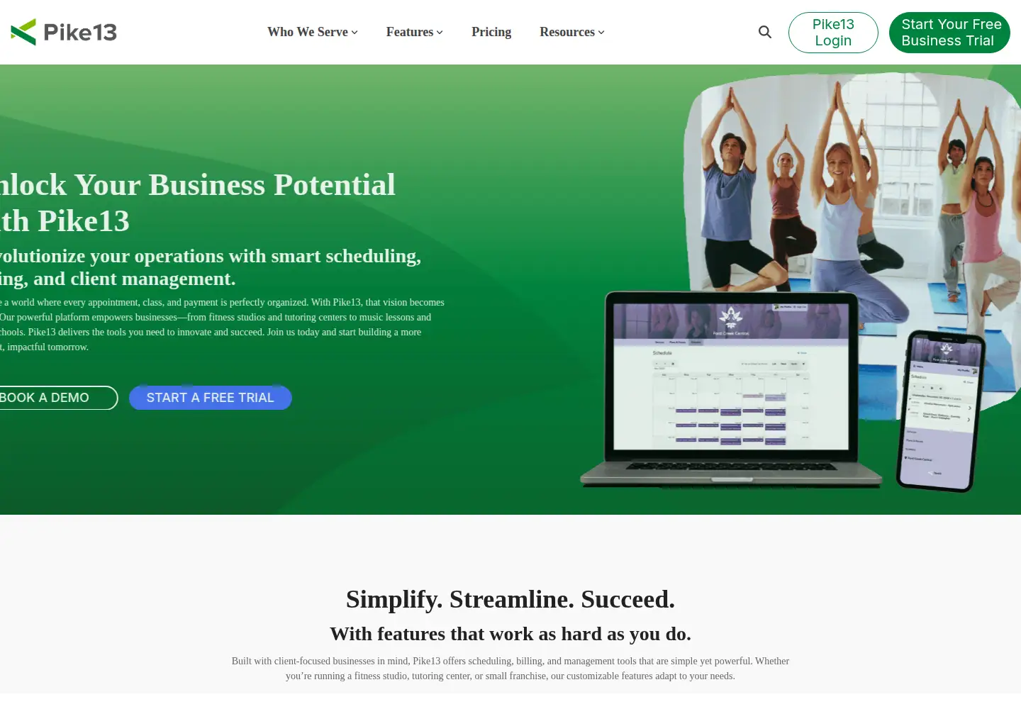 Screenshot of pike13.com