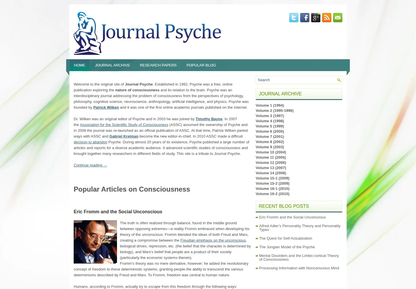 Screenshot of journalpsyche.org