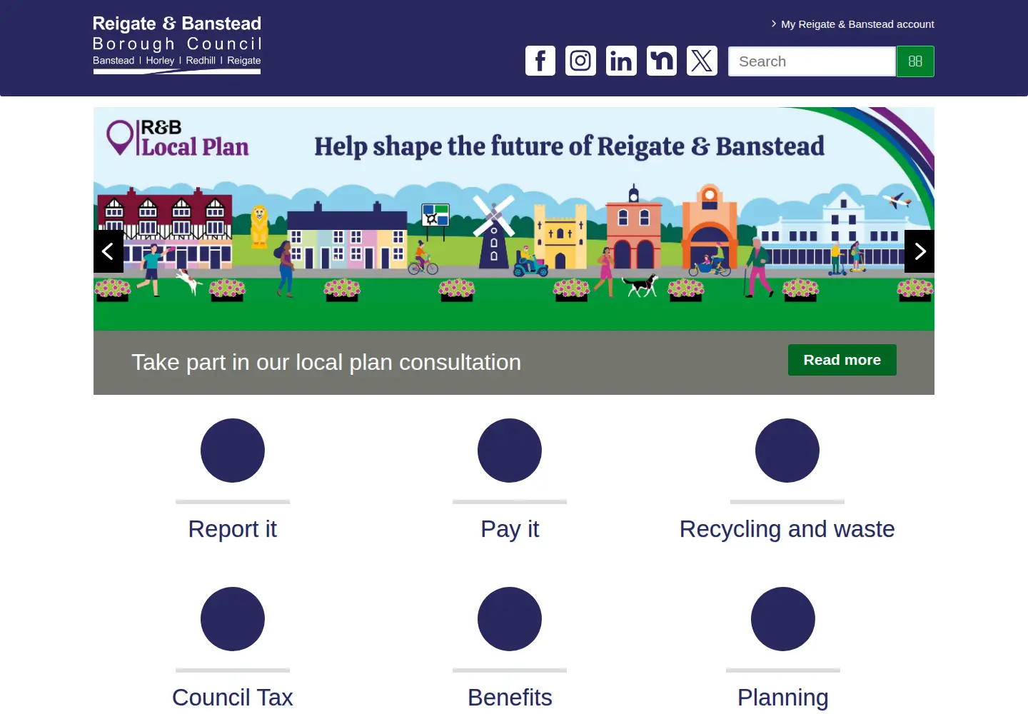 Screenshot of reigate-banstead.gov.uk