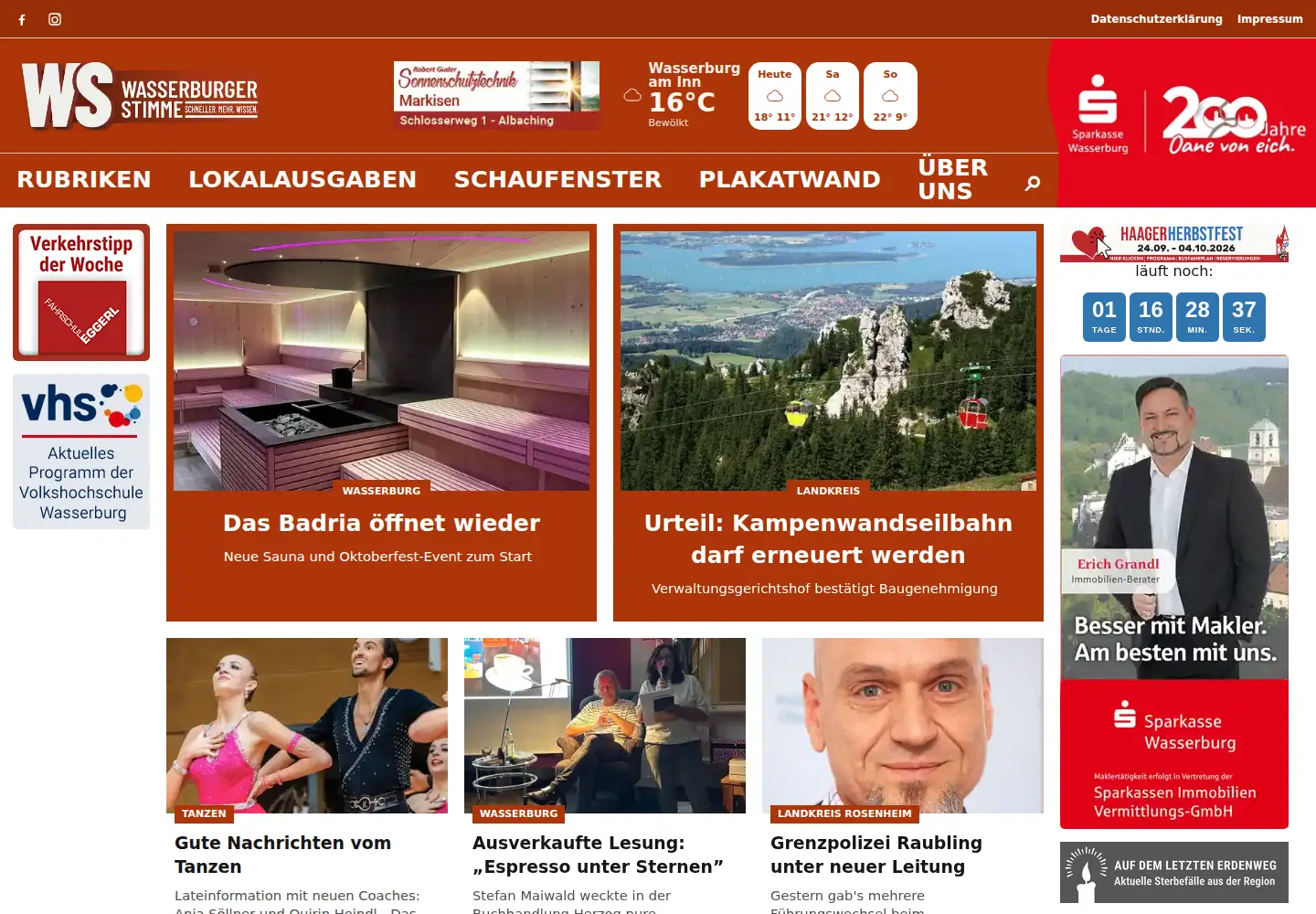 Screenshot of wasserburger-stimme.de