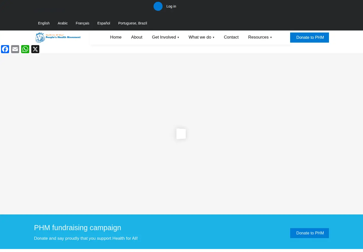 Captured homepage of phmovement.org in the current scan