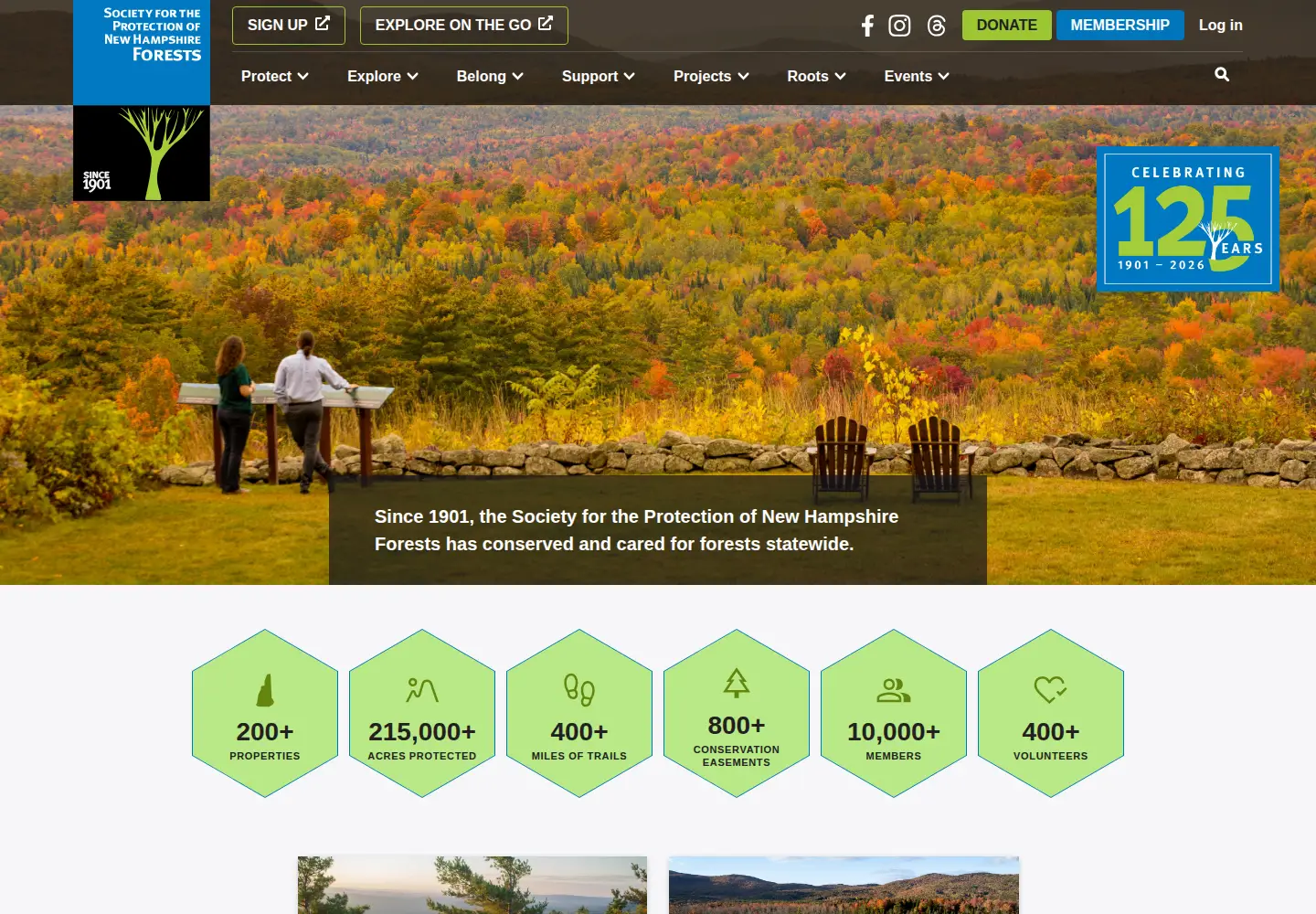 Captured homepage of forestsociety.org in the current scan