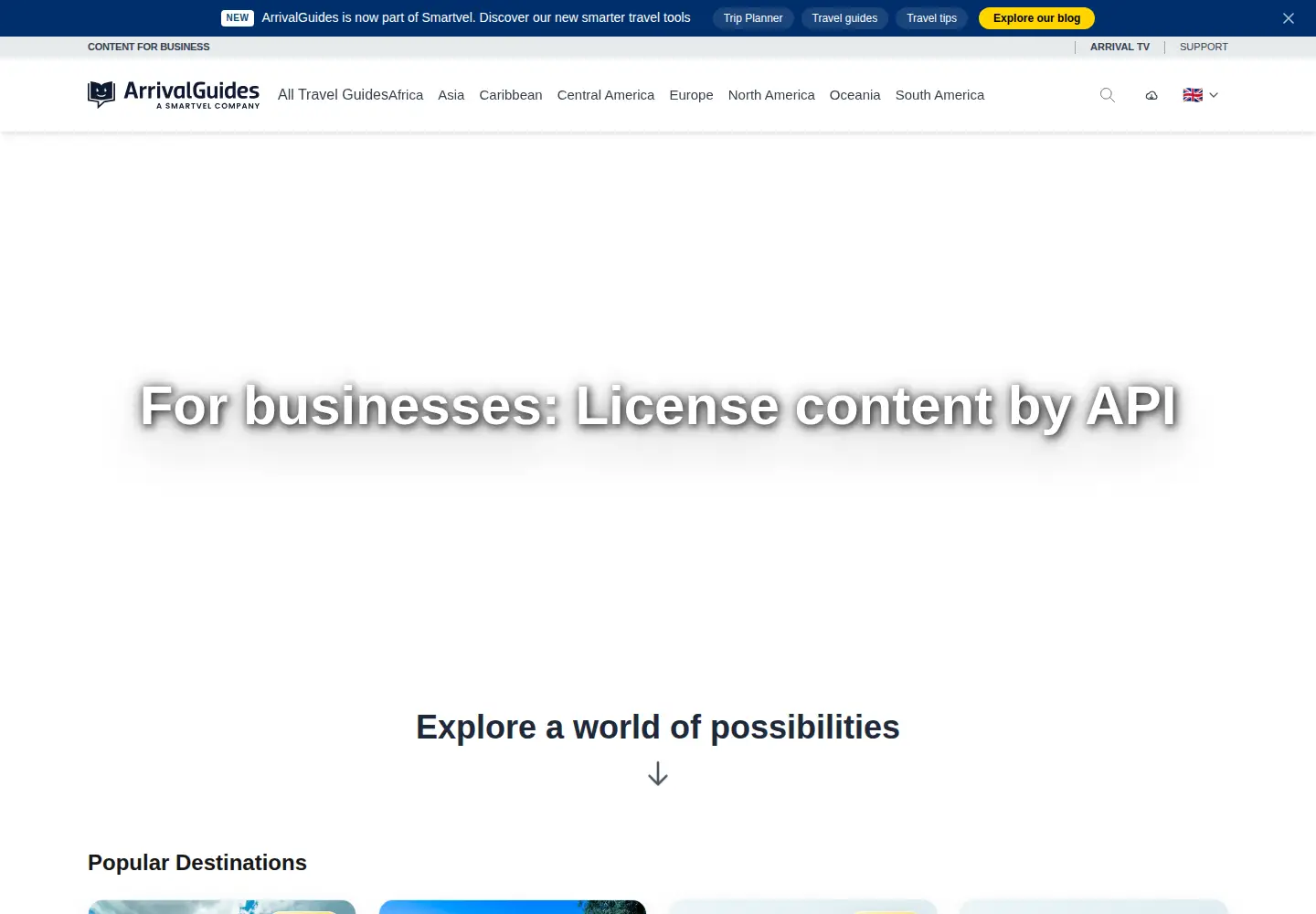Screenshot of arrivalguides.com