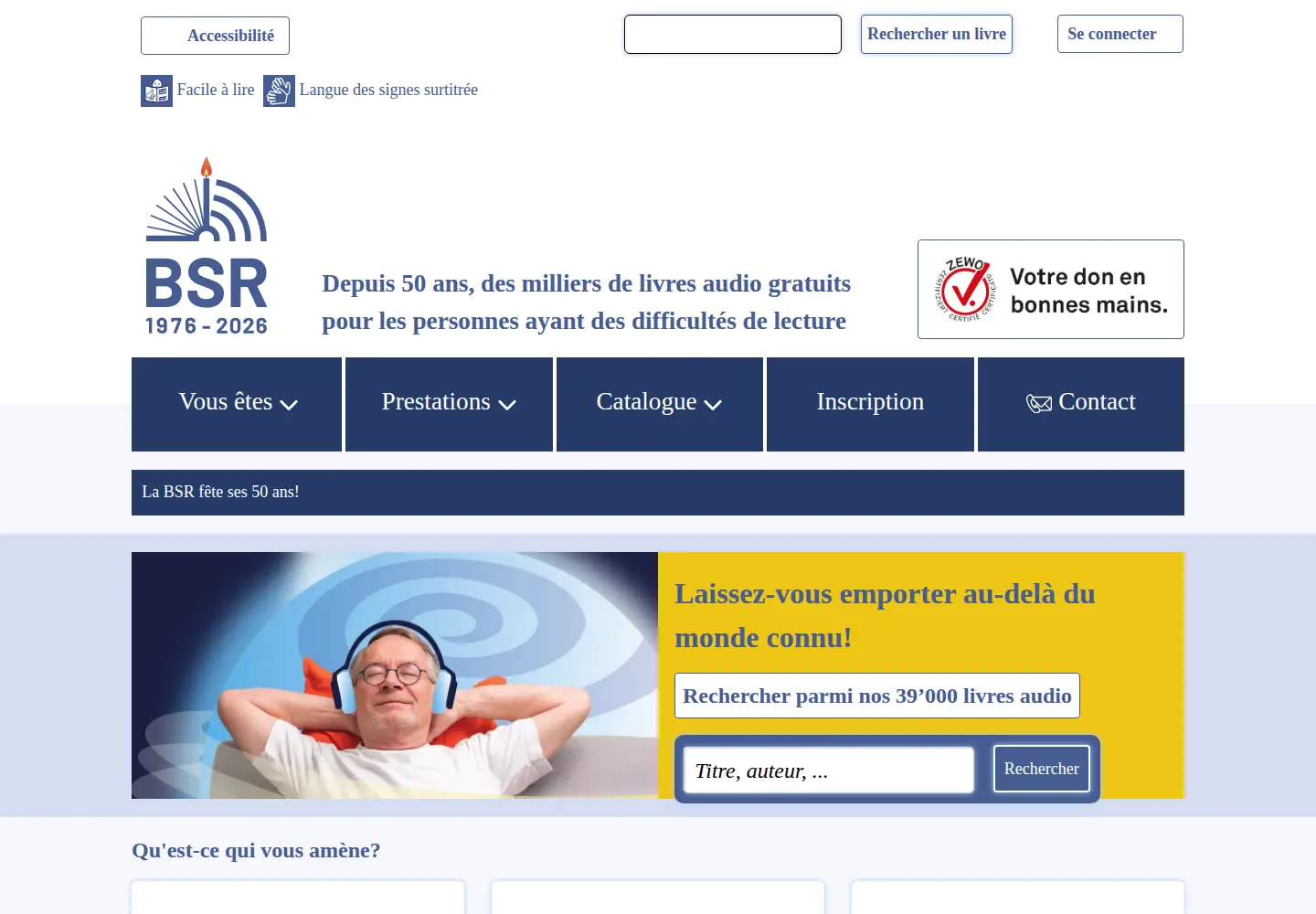 Screenshot of bibliothequesonore.ch