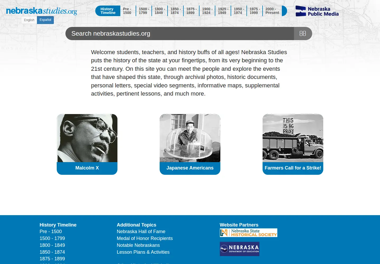 Screenshot of nebraskastudies.org