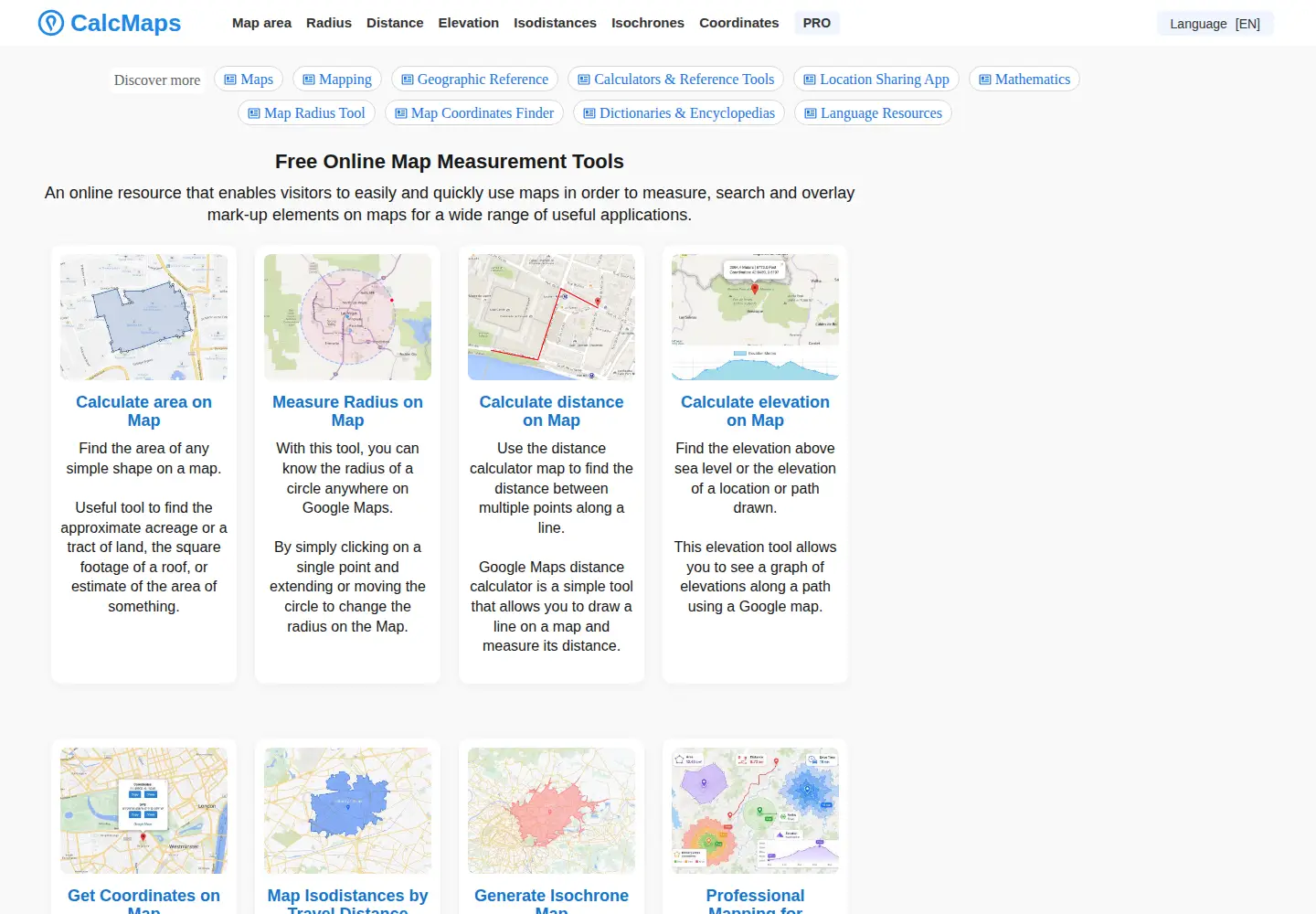 Screenshot of calcmaps.com