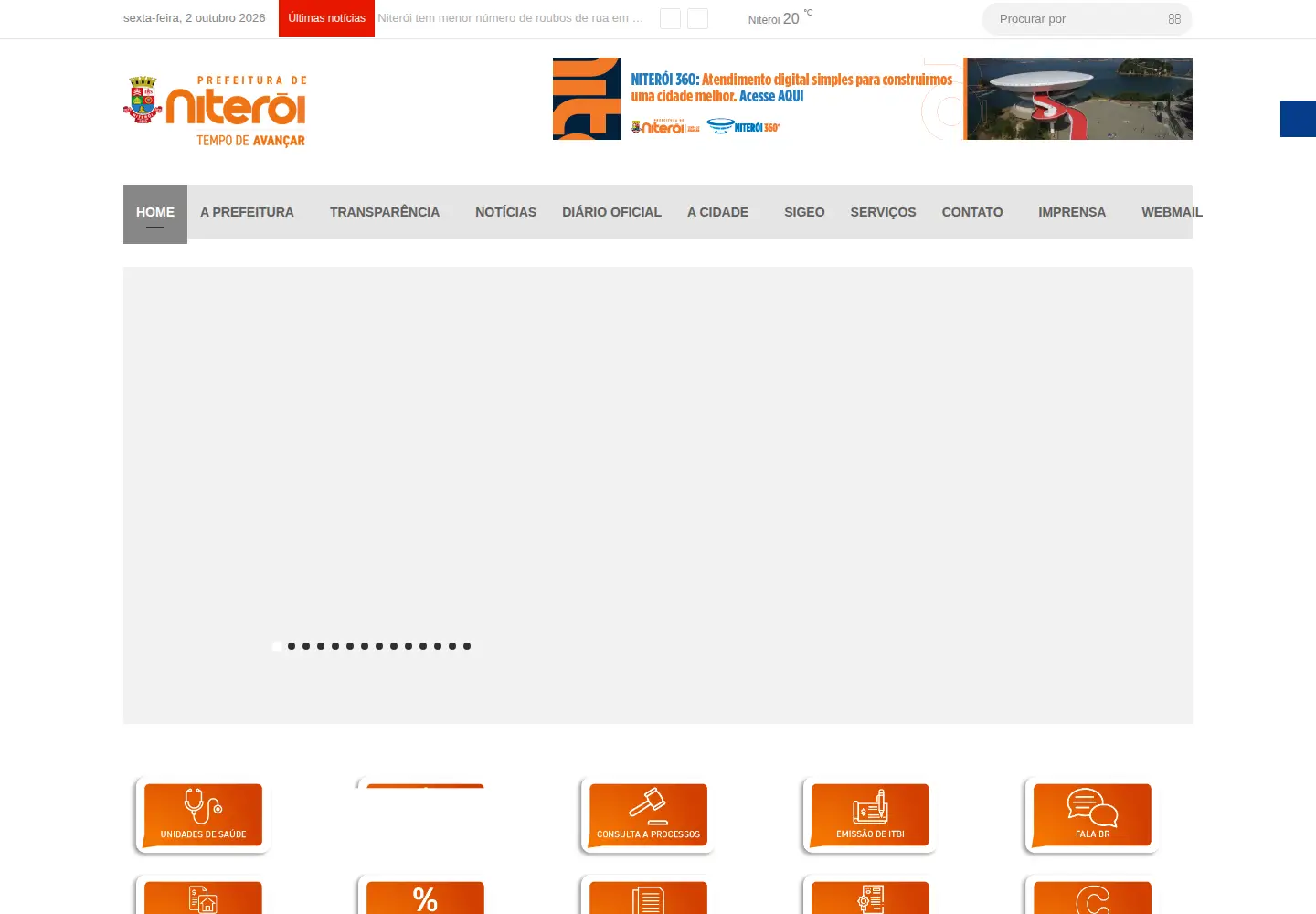 Captured homepage of niteroi.rj.gov.br in the current scan
