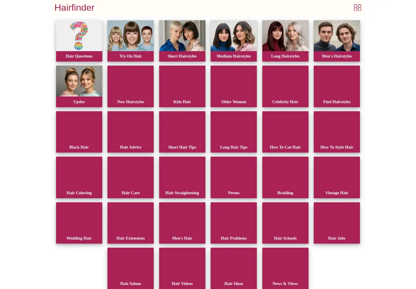 Screenshot of hairfinder.com