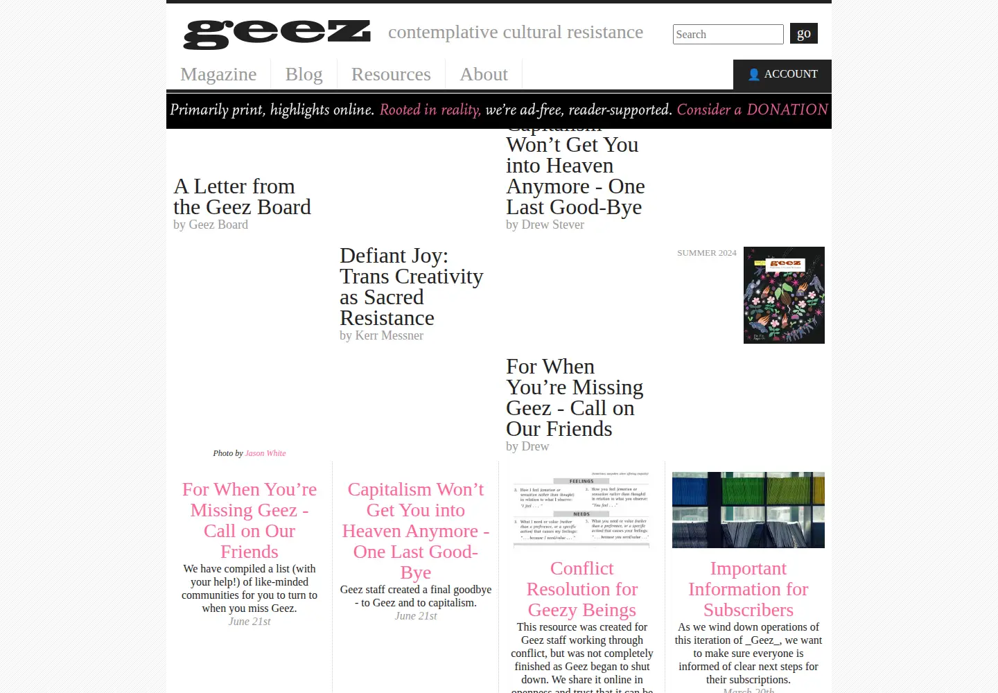 Screenshot of geezmagazine.org