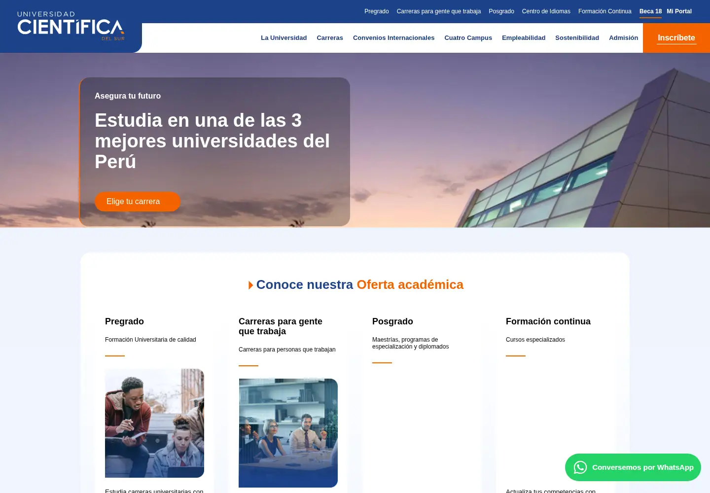 Captured homepage of cientifica.edu.pe in the current scan