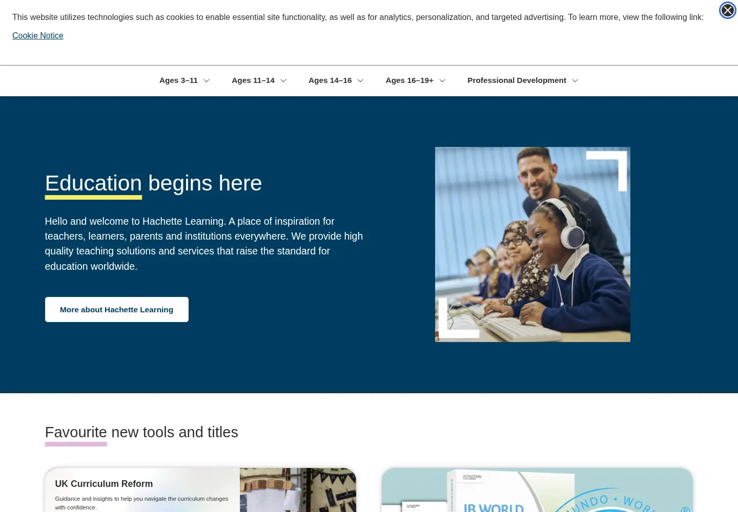 Screenshot of hachettelearning.com