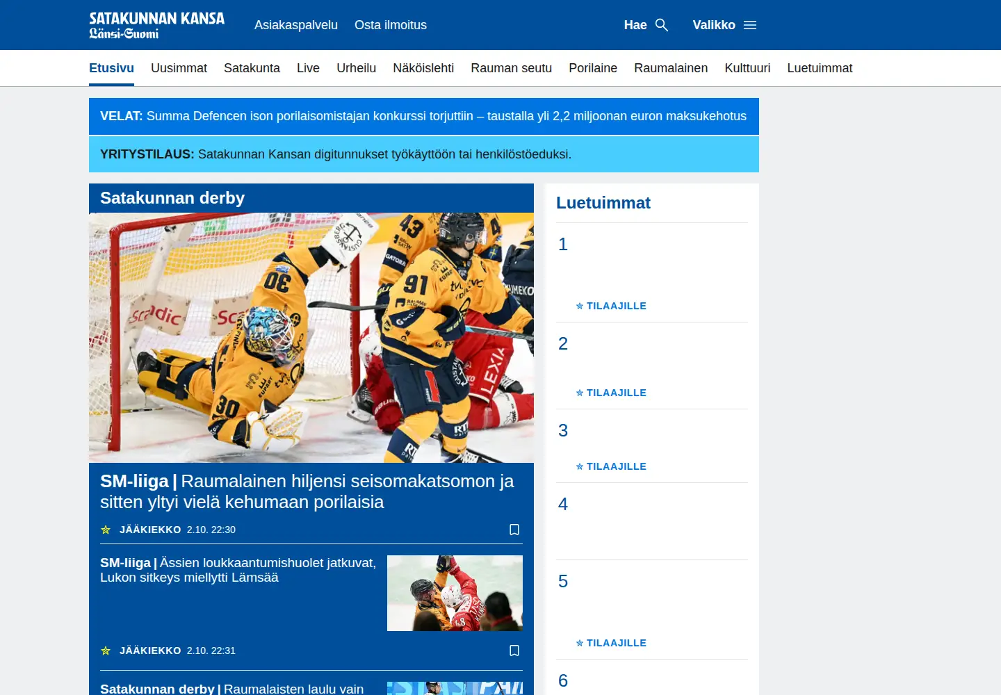 Screenshot of satakunnankansa.fi
