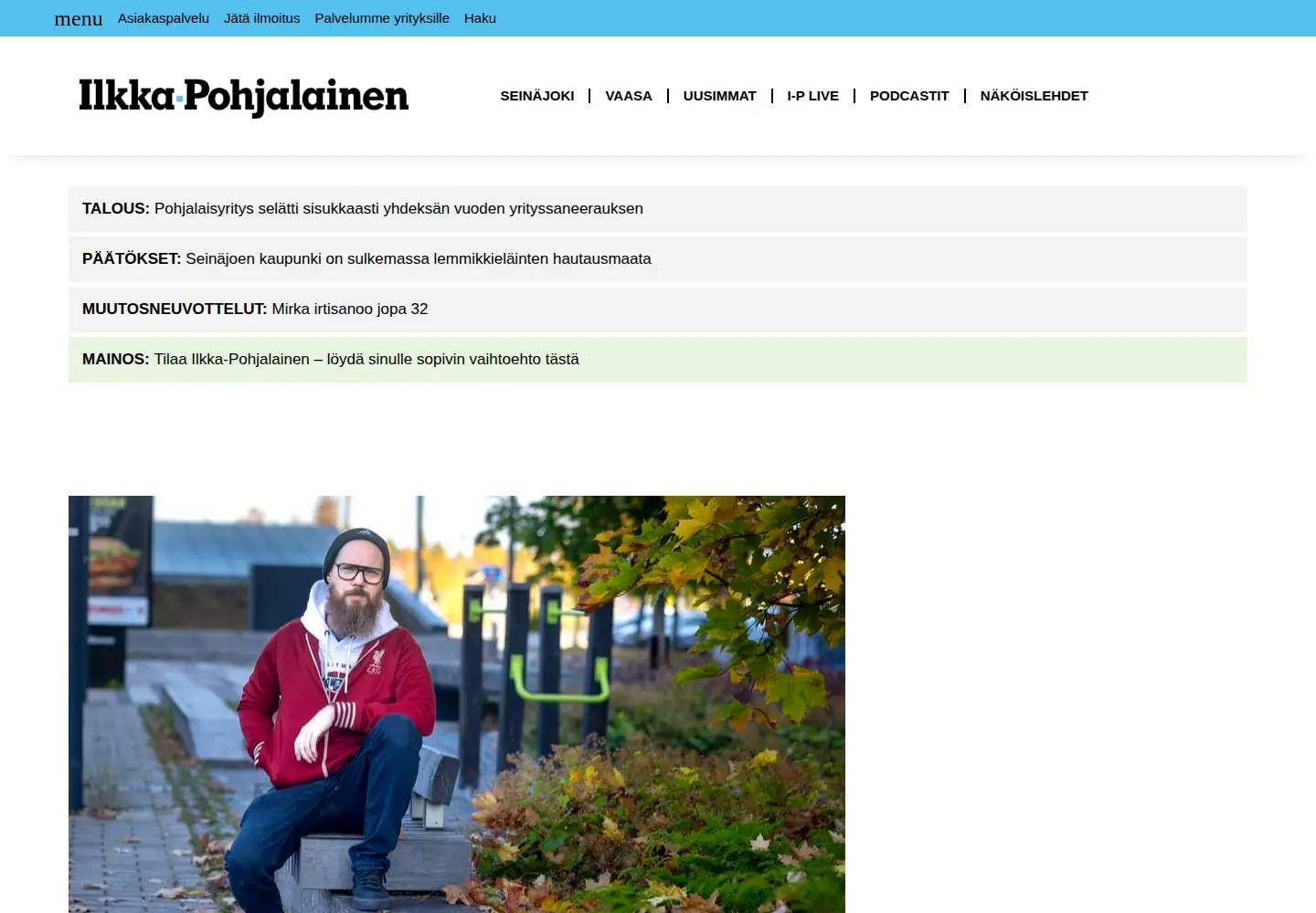 Screenshot of ilkkapohjalainen.fi