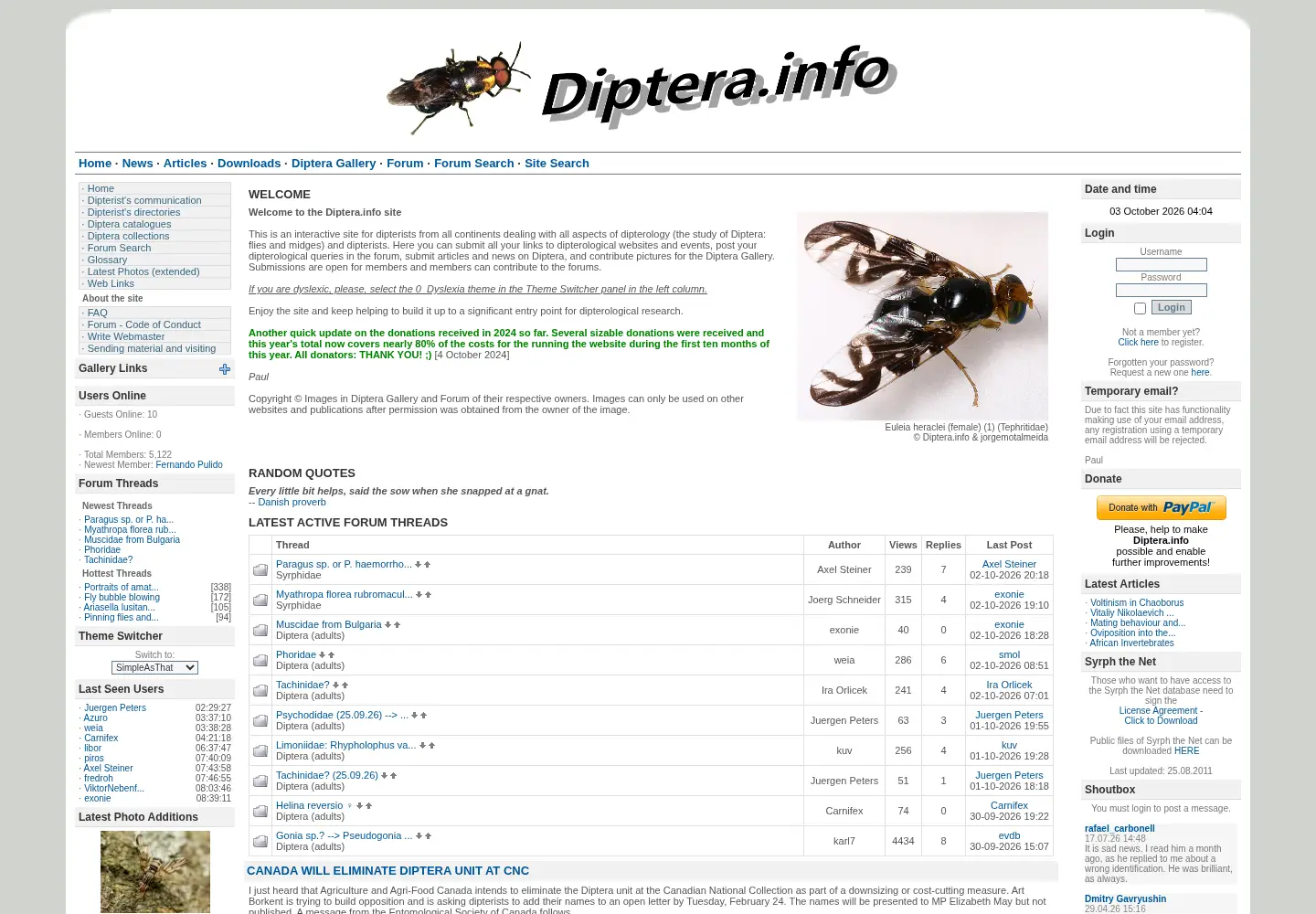 Screenshot of diptera.info