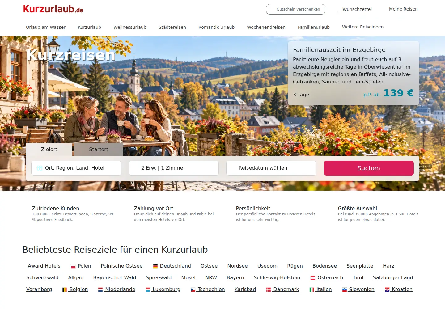 Screenshot of kurzurlaub.de