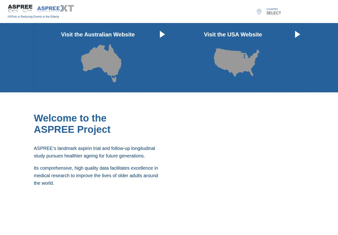 Screenshot of aspree.org