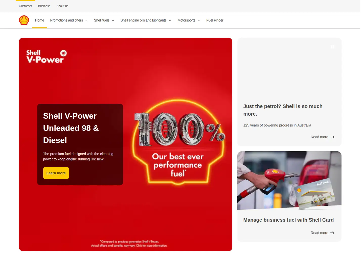 Screenshot of shell.com.au