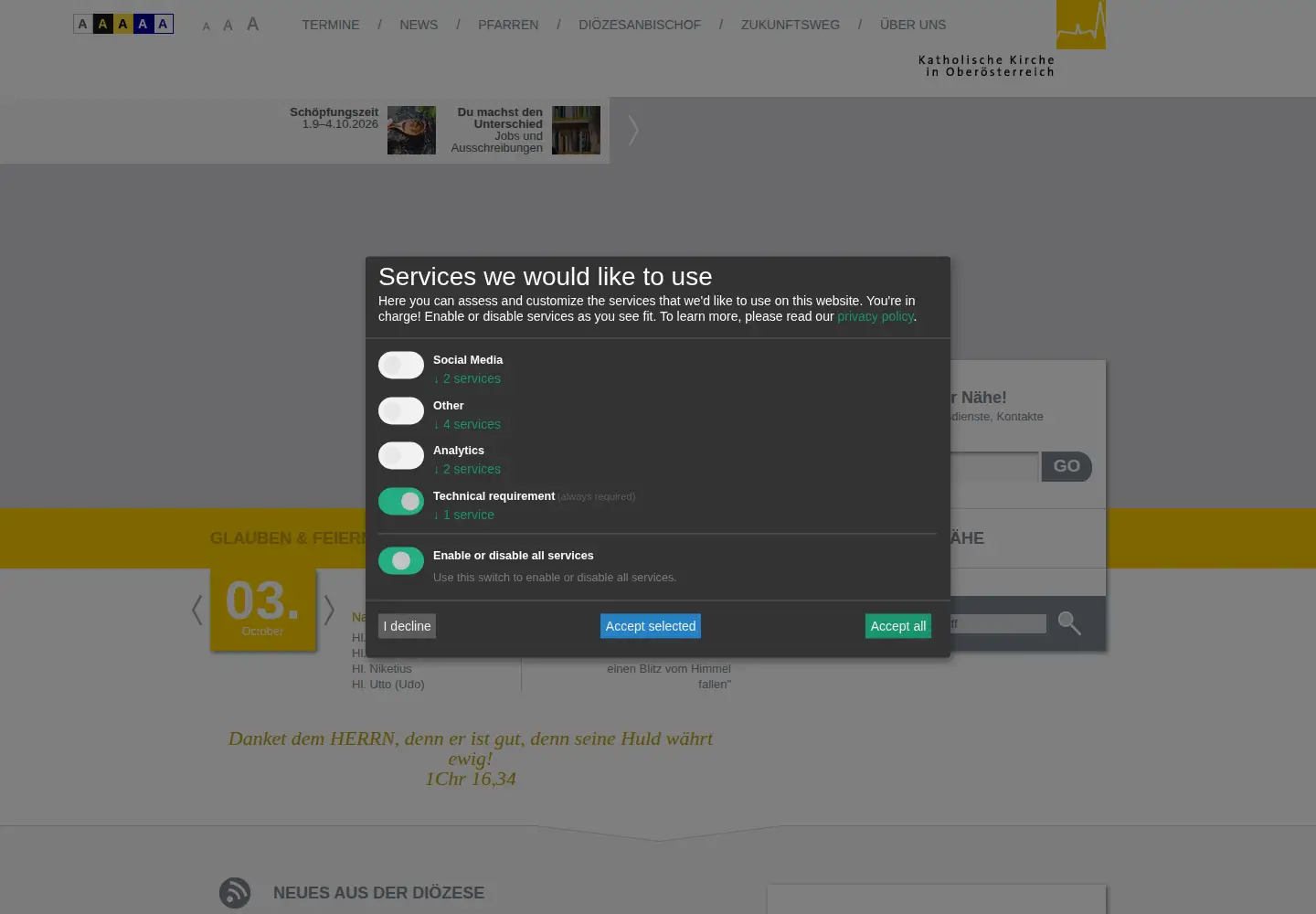 Screenshot of dioezese-linz.at