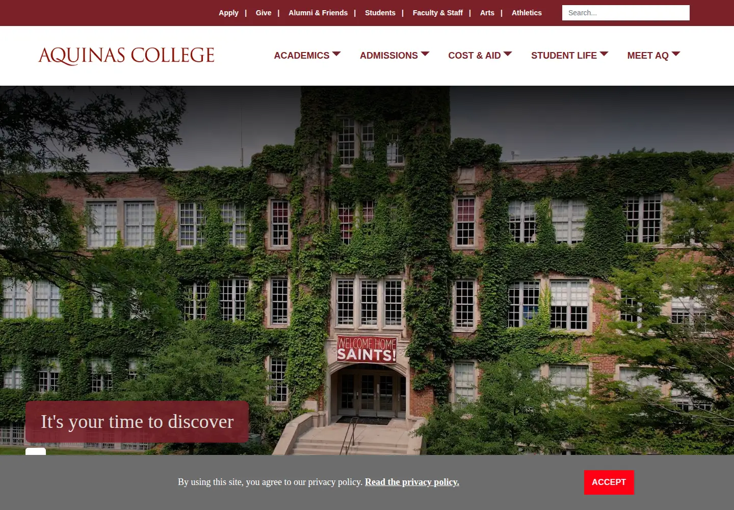 Screenshot of aquinas.edu