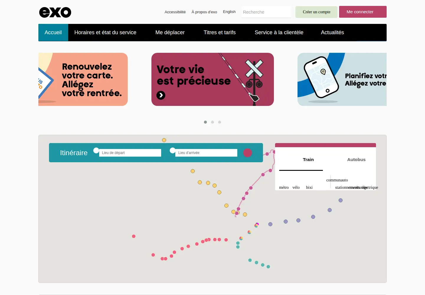 Screenshot of exo.quebec