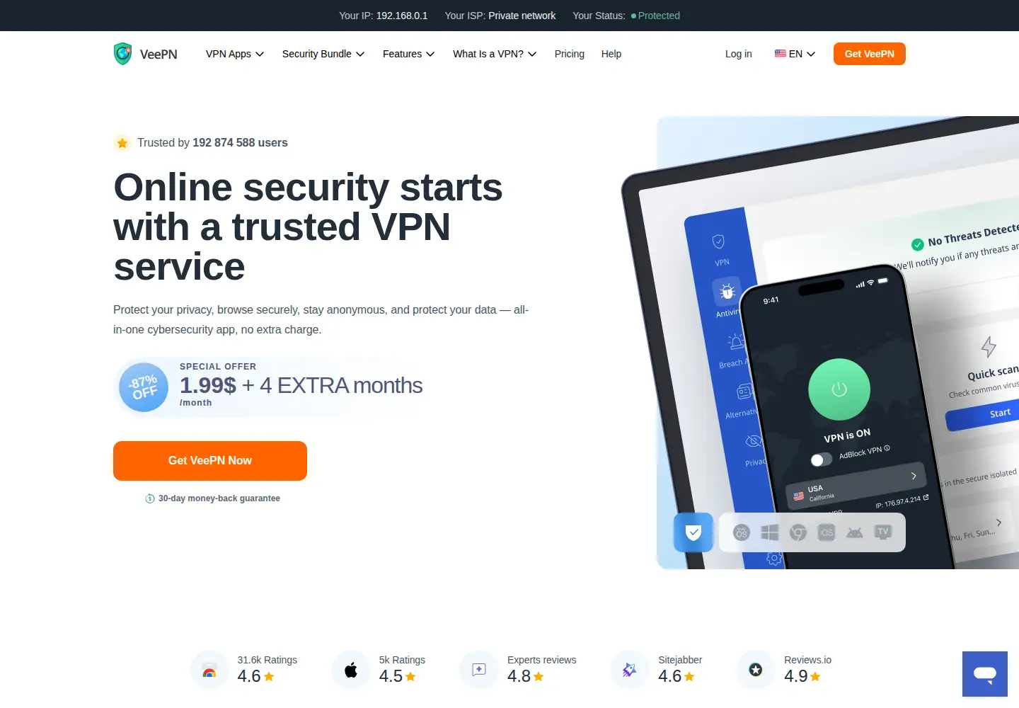 Screenshot of veepn.com
