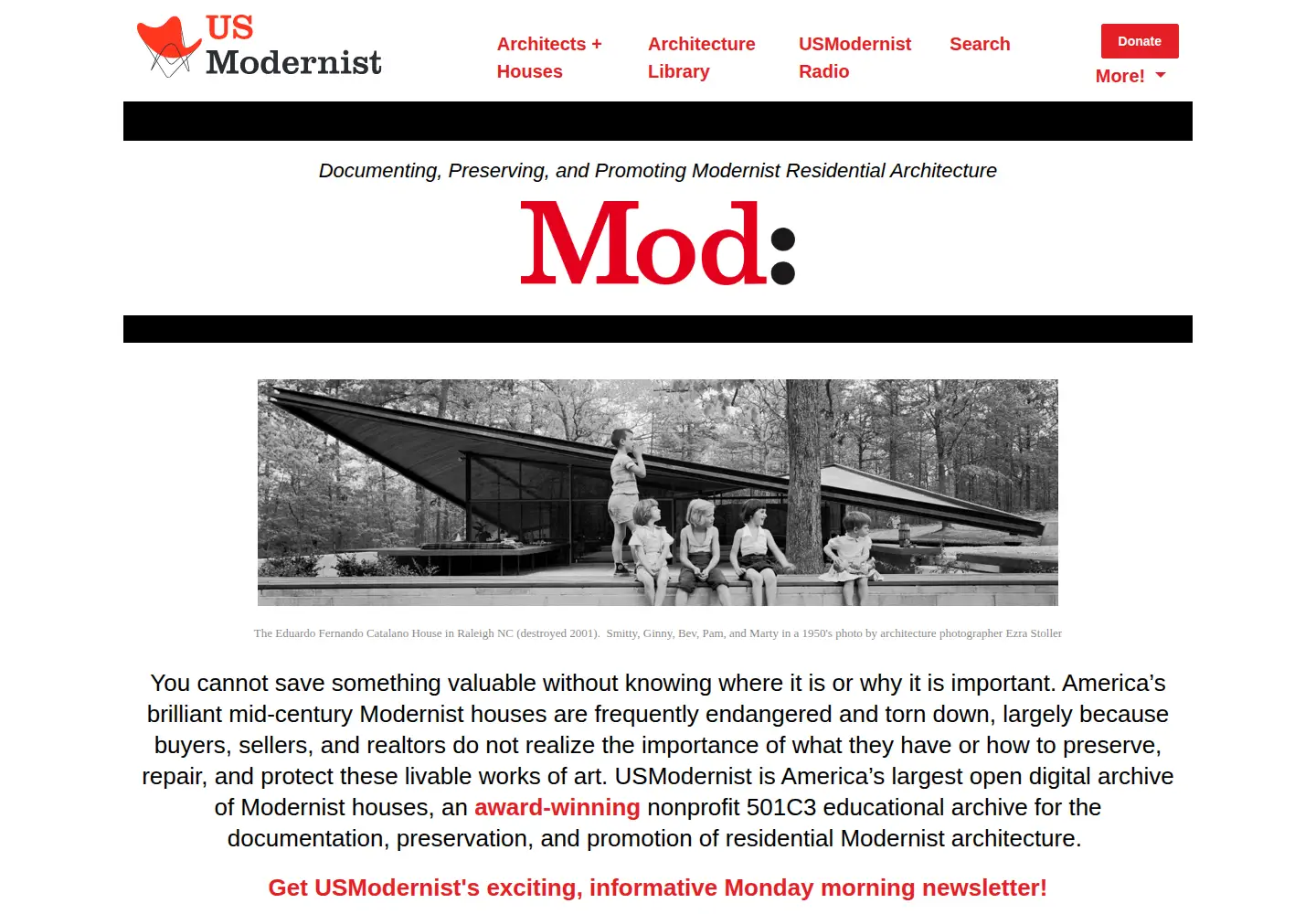 Screenshot of usmodernist.org
