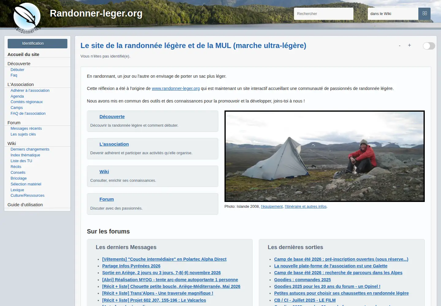 Screenshot of randonner-leger.org