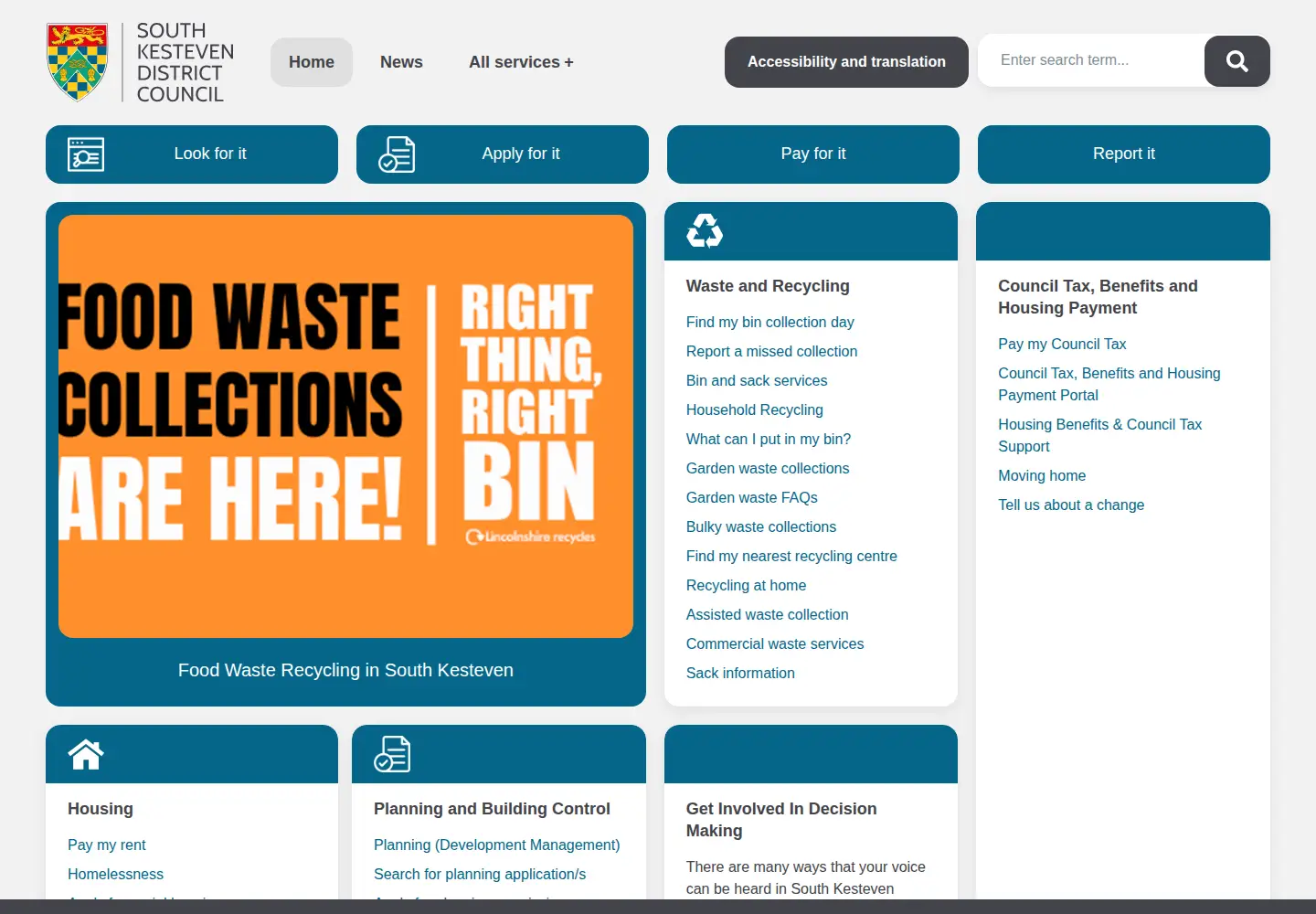 Screenshot of southkesteven.gov.uk