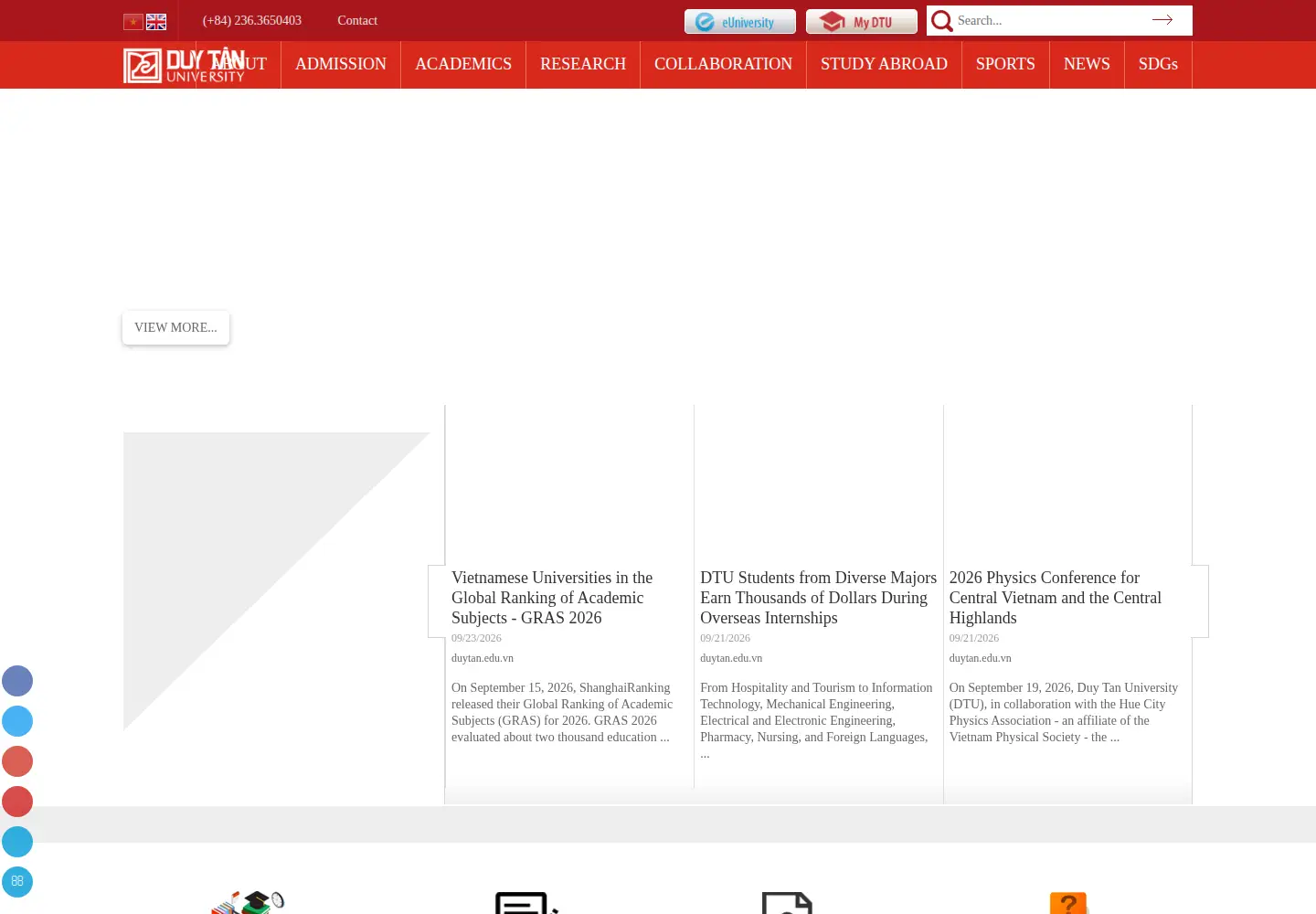 Screenshot of duytan.edu.vn