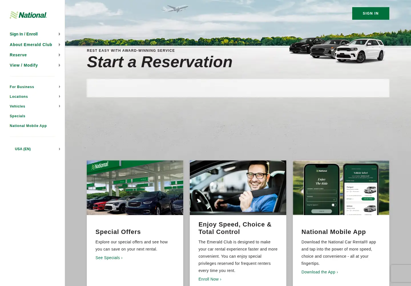 Captured homepage of nationalcar.com in the current scan